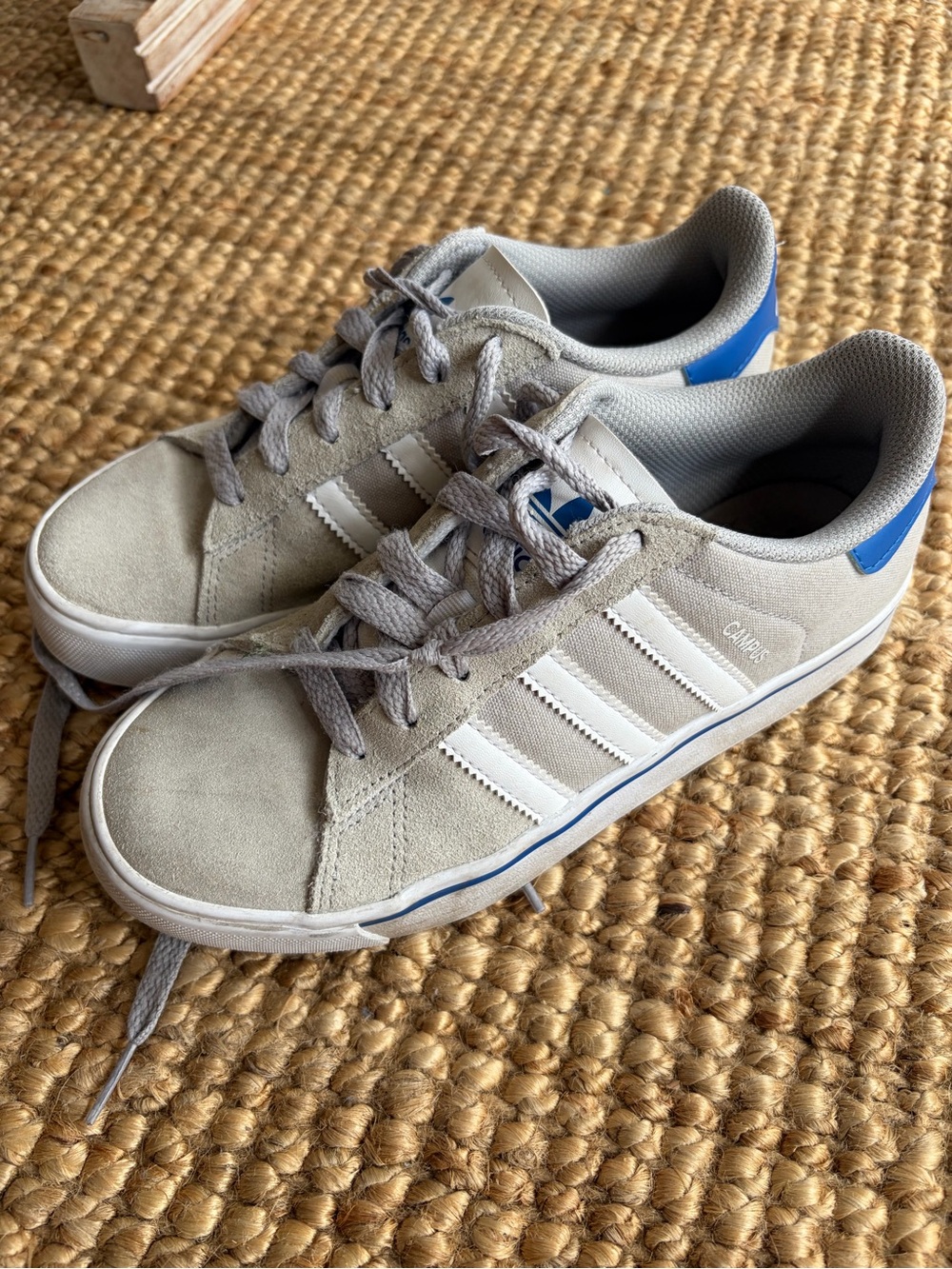 adidas Kids Campus Suede Sneakers - Light Gray & Blue